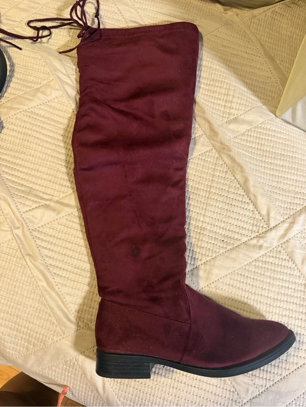 Women's Over-the-Knee Suede Boots - Burgundy